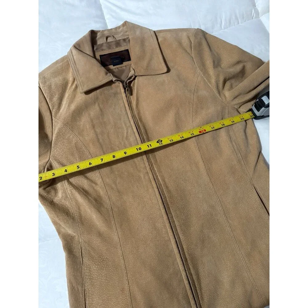 VTG Siena Womens Tan Suede Leather Jacket Full-Zip Collared 1990s Vintage L - Picture 11 of 12